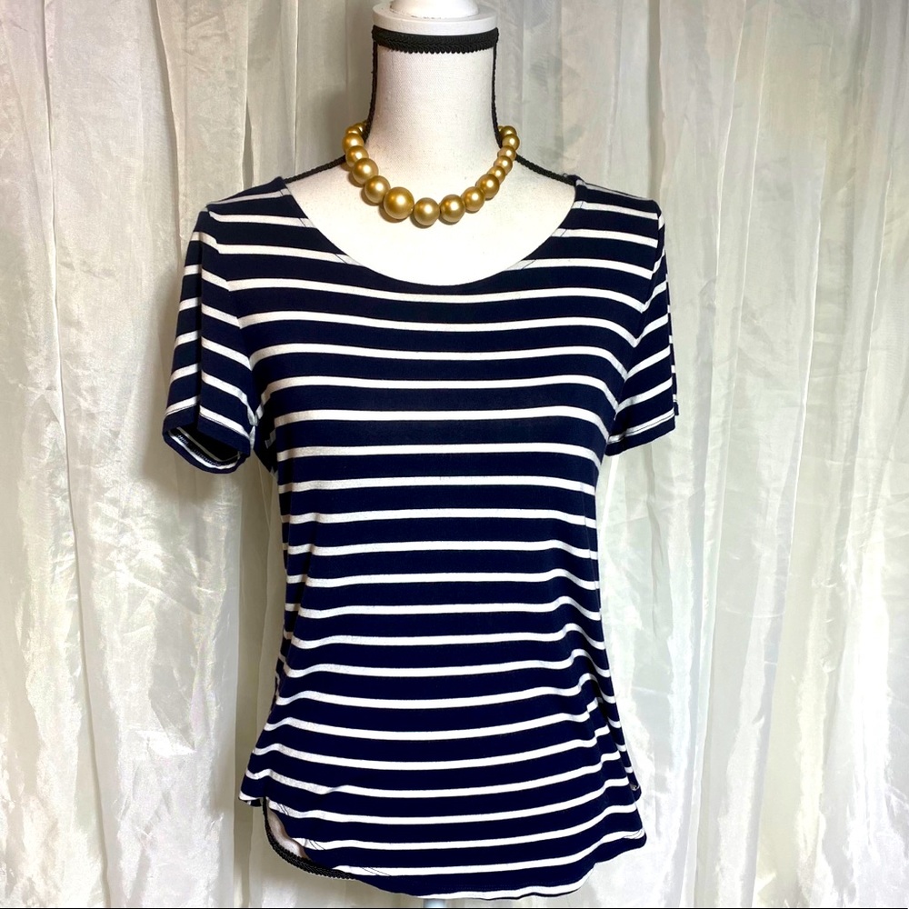 Calvin Klein Soft Scoopneck Navy/White Striped Top